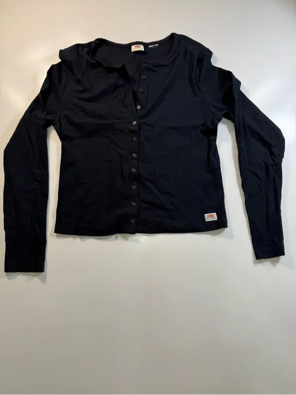 Levi's Black Long-Sleeve Button Henley Tee - Image 2