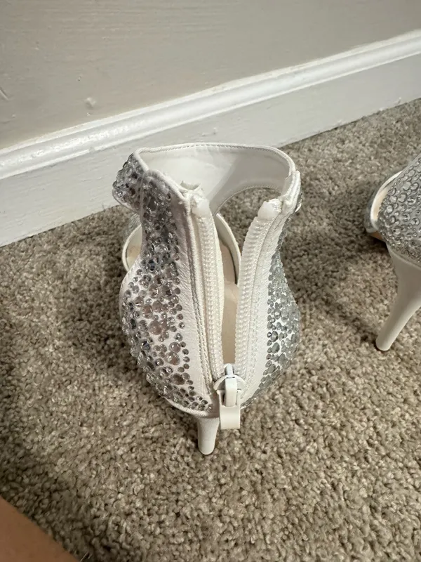 David's Bridal Crystal-Detailed Peep-Toe Shooties STYLE# NELIA 8.5 - Image 9