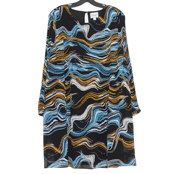 Nine West Dress Pleated Abstract Boho Marble Flowy Maximalist Artsy Lined XXL - Image 6