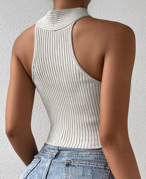 SheIn Crisscross Halter Knit Top - Image 2
