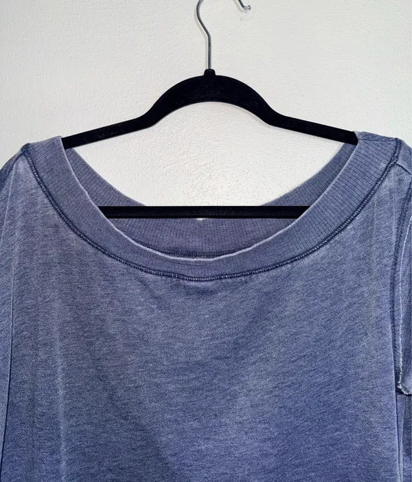 Maurices Off The Shoulder Sweatshirt Washed Navy Blue Fleece Lined - Image 2