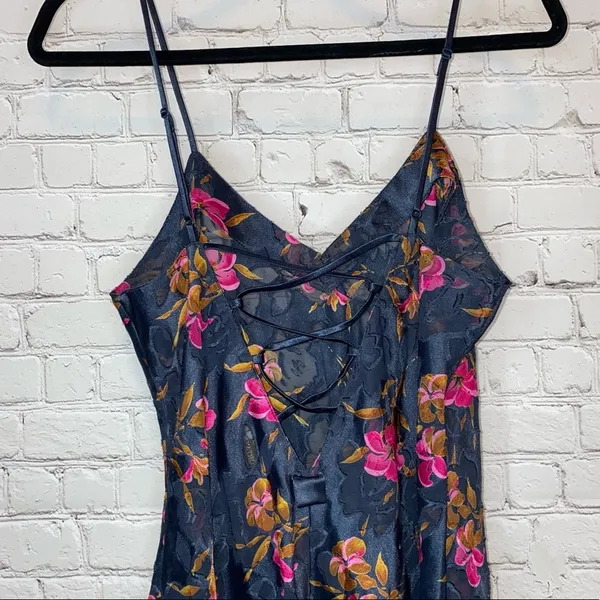 Vintage Victoria’s Secret Floral Slip Dress Navy‎ Pink Grunge Y2K M Gold Label - Image 5