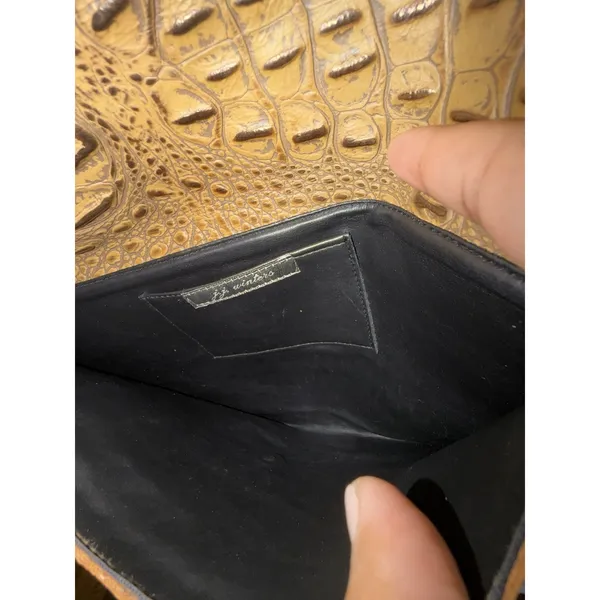 Vintage y2k J J Winters Croc Leather Bag Pouch Case Clutch Tan Brown P - Image 10