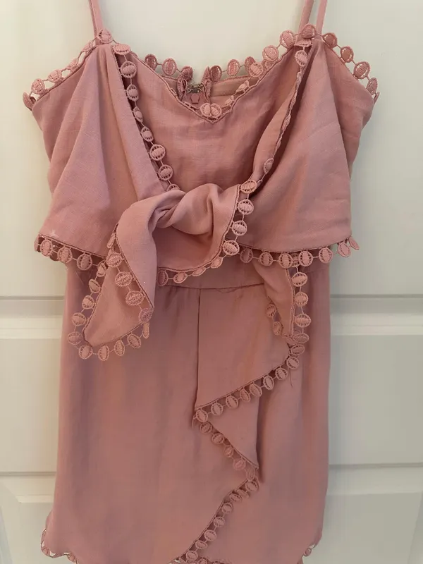 Francesca's Pink Ruffle Wrap Romper - Image 8