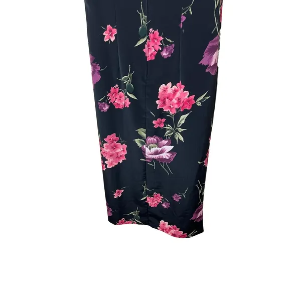 Vintage Sag Harbor 90s Black Floral Pattern‎ Sleeveless Maxi Dress 12 - Image 4