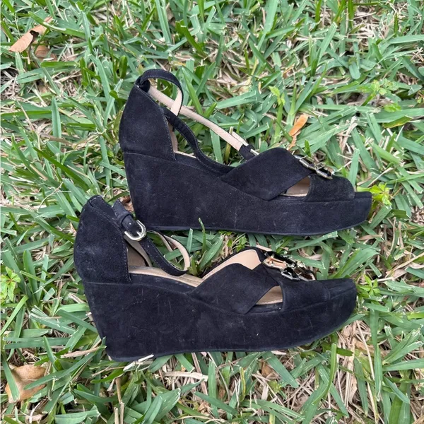 GEOX Respira D52N9A Suede Wedge Shoes Rhinestone - Image 2