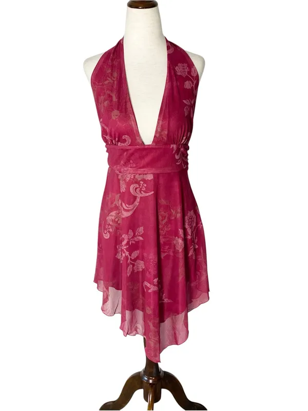 CUPSHE Floral Asymmetrical Halter Dress - Image 3