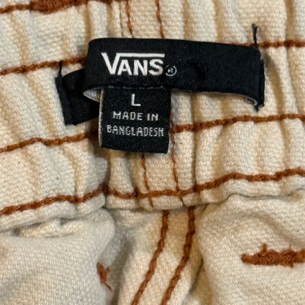 Vans Cargo Pants Womens Large Cream Off White Contrast Stitch Skate Streetwear - Image 7