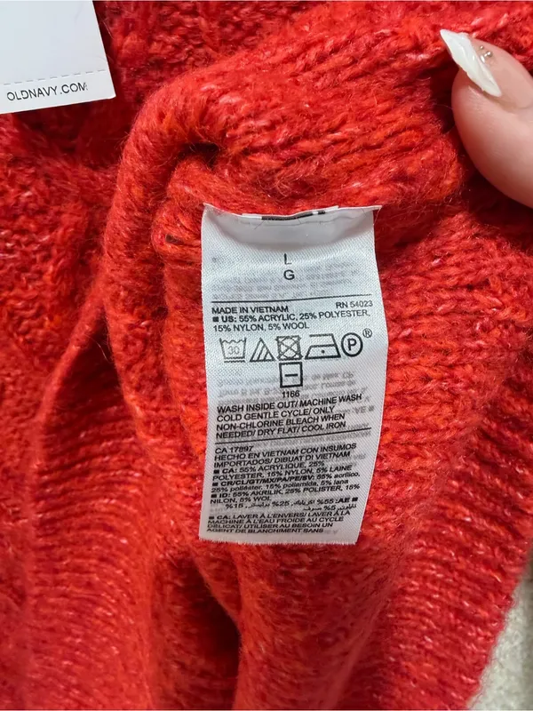 NWT Old Navy sweater red marl winter holiday fisherman grandpa large wool blend - Image 9