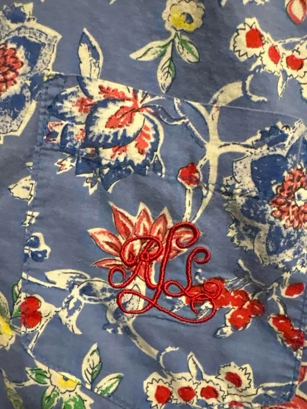 Ralph Lauren Blue Floral Short-Sleeve Button Front pajama night shirt dress XS - Image 3