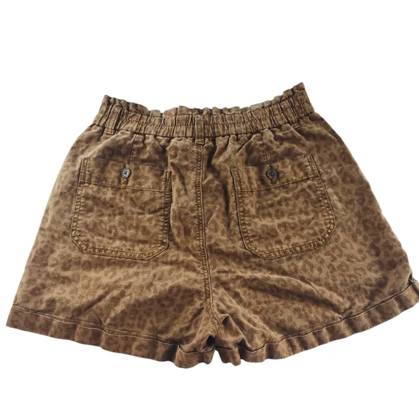 Gap Leopard Print Shorts‎ High Waist Paperbag Orange Khaki Casual Petite 6 - Image 2