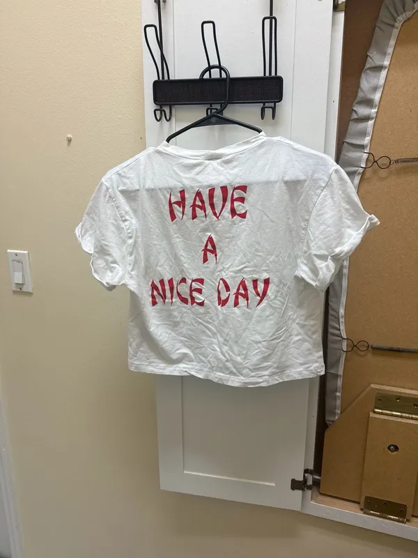 Dirtee Laundry White Chinese Takeout Cropped Graphic T-Shirt - Image 3