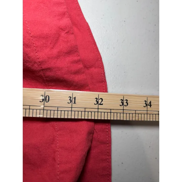 Aura Oversized Shirt Dress Large Rust Red Linen Cotton‎ Pleated Boho Tunic - Image 11