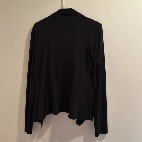 MK2K Black Draped Cardigan with Gold Zipper Trim - Image 4
