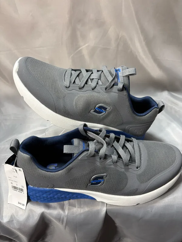 Skechers men’s gray and blue athletic shoes - Image 3