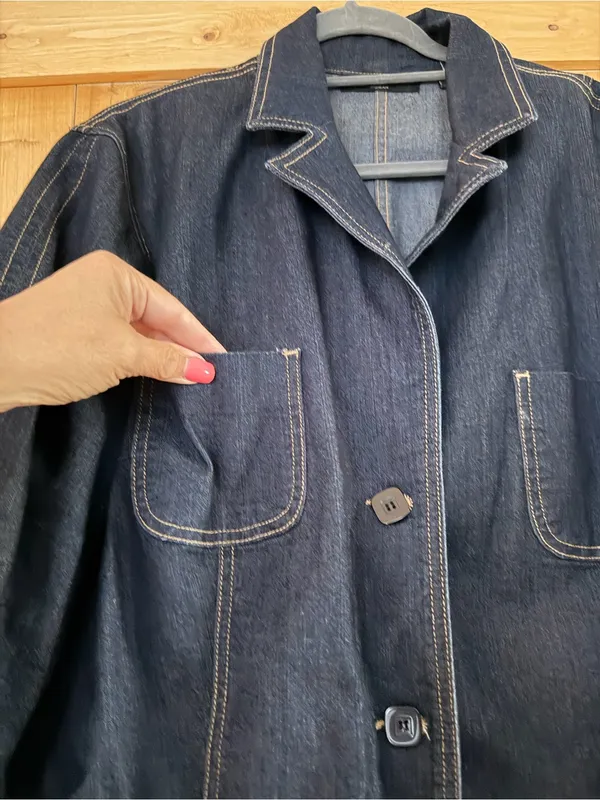 Apostrophe Woman Dark Wash Denim Jacket Size 20W Button Front Stretch Plus Size - Image 3