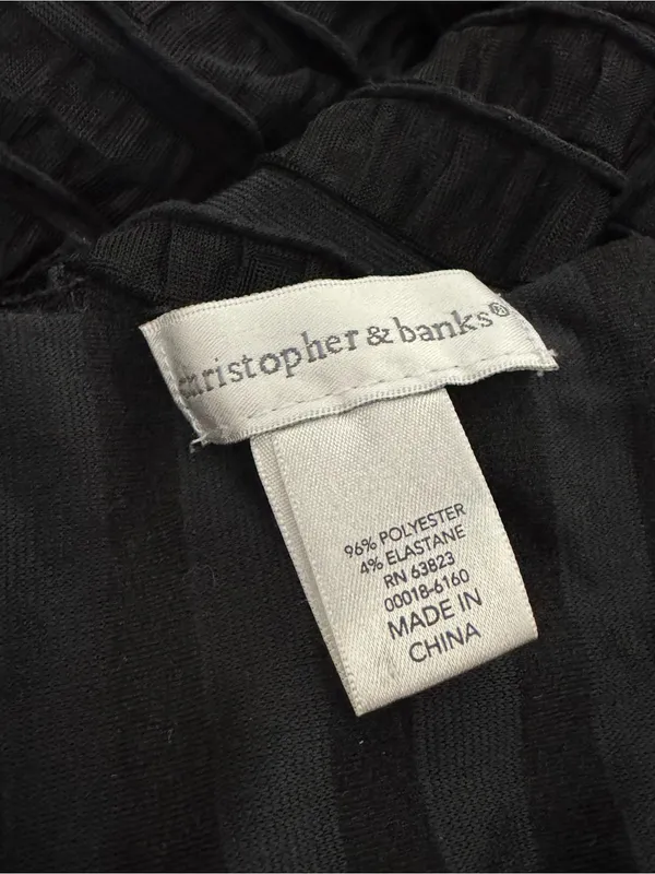 CHRISTOPHER & BANKS Textured Ruffle Scarf 11” x 72” Black EUC - Image 7