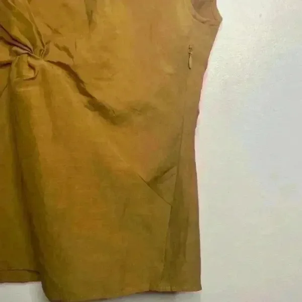 Zara Knotted V Neck Sleeveless Mustard Top Blouse - Image 5