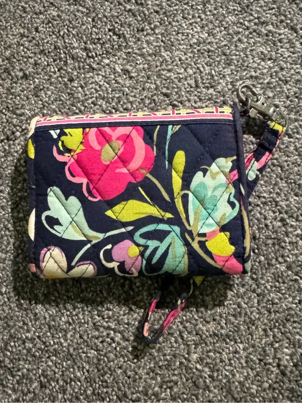 Vera Bradley blue with pink flowers trifold wallet - Image 2