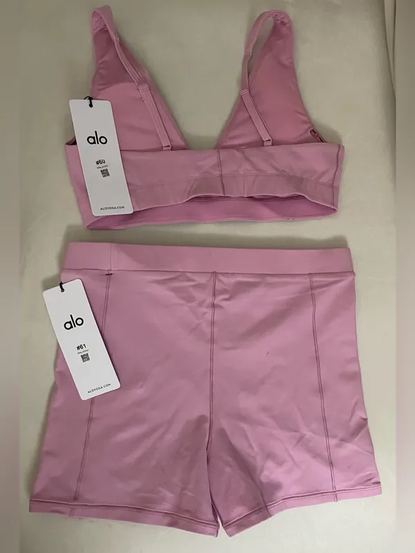 Alo SET Alosoft Sincere Bra & Alosoft Sincere Micro Shorts Candy Heart Pink M - Image 3