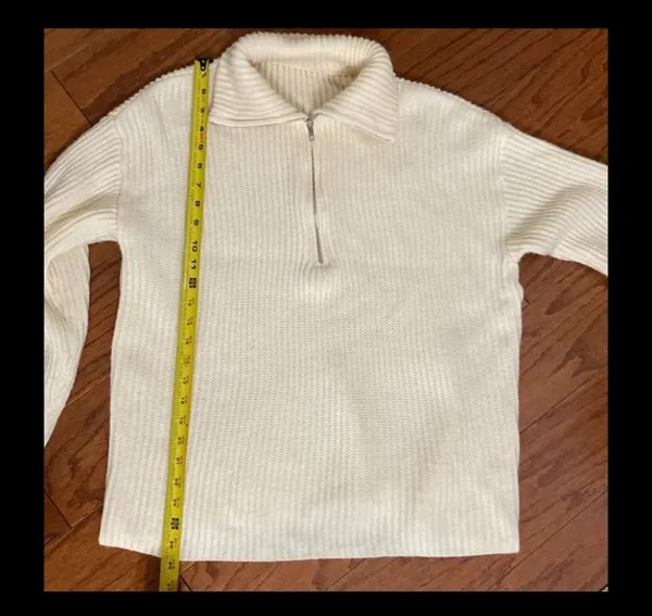 Toppies Cream Oversized sweater with zip-up collar - Size medium - Image 8