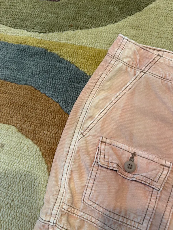 American Eagle Outfitters High Rise Corduroy Cargo Shorts Peach 4 Runs Small - Image 3