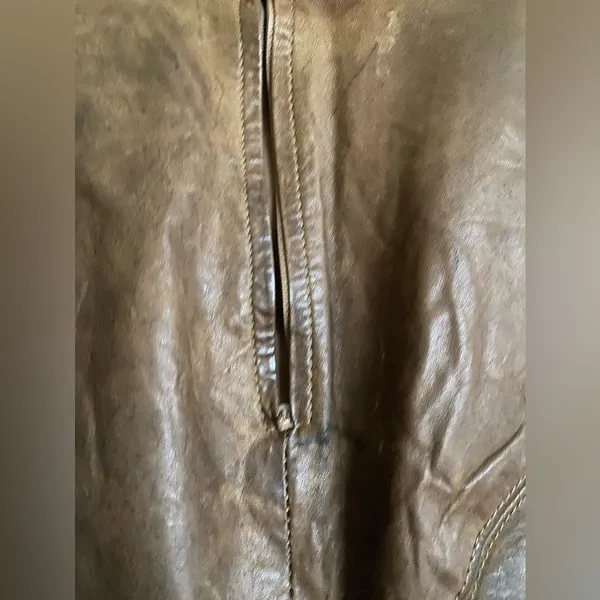 Brown Genuine Leather Midi Skirt High Waist Straight Size 9 Vintage - Image 8