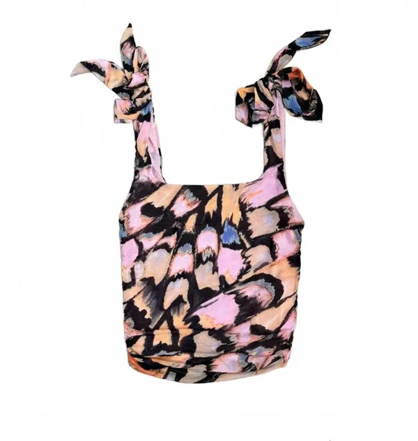 Free People Avenue Print Tank Top Crop Black Small - Image 3