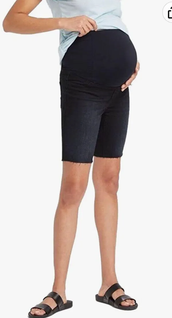 Isabel Maternity by Ingrid & Isabel Over Belly Bermuda Maternity Jean Shorts - Image 5
