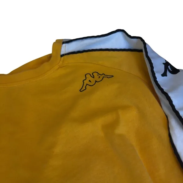 Kappa Banda Logo Tape Long Sleeve Top Yellow White Streetwear Women Small in EUC - Image 6
