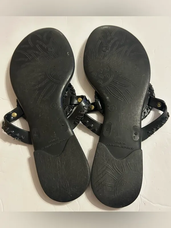 Jack Rogers Black Medallion Stud Thong Sandals - Image 5