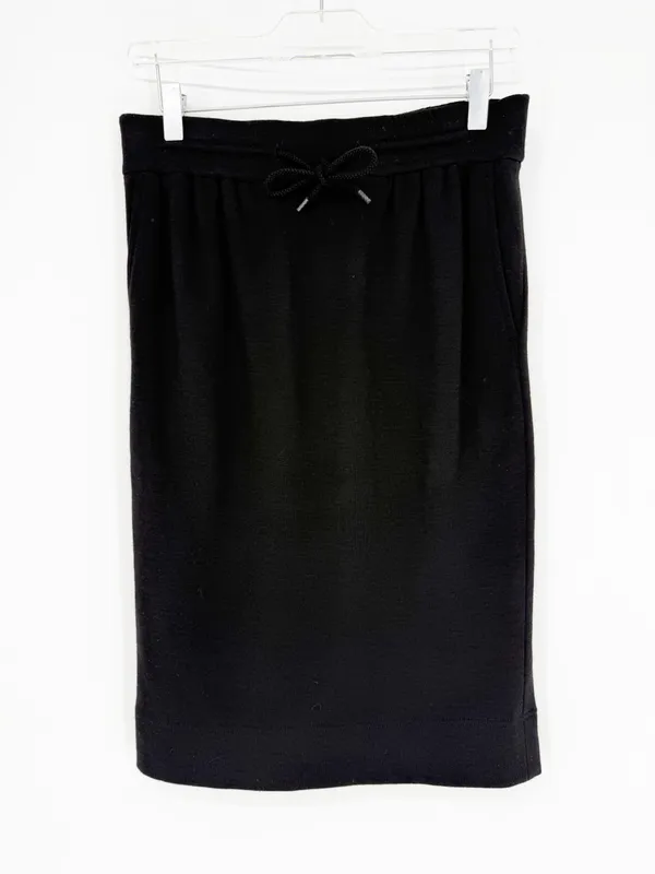 AKRIS Drawstring Wool Pencil Skirt Women's 6 Black Quiet Luxury - Image 2