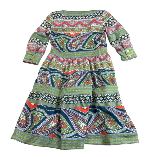 Gretchen Scott Paisley Park Dress XS‎ Square Neck Boho Midi Resort Preppy Artsy - Image 3