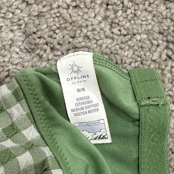 aerie Green and White Gingham Crop Tank - Image 5