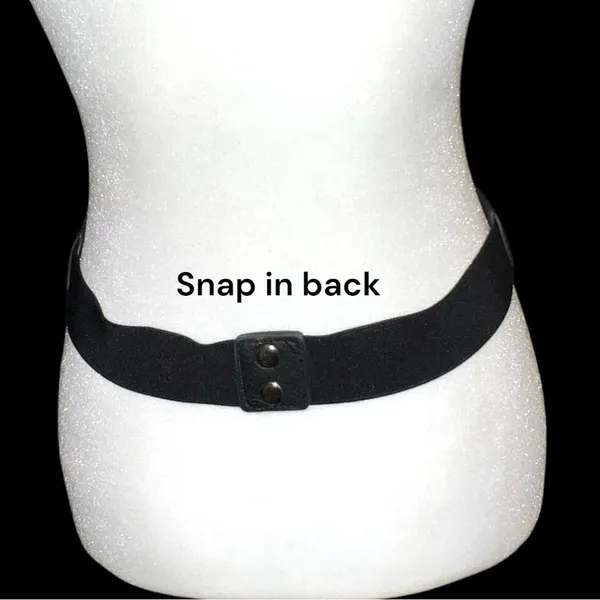 Black Double Buckle snap back Belt with Silver Accents - Image 6