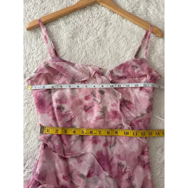 Lulus Dreamy Personality Pink Floral Ruffled Sleeveless Midi Dress Size Small - Image 6