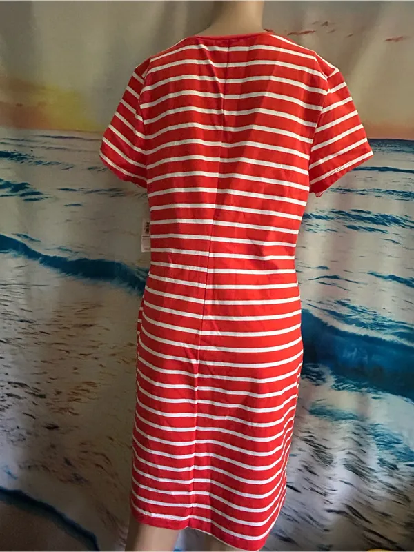 Old Navy Women’s Striped Orange & White Casual Tee Dress LG NWT - Image 2