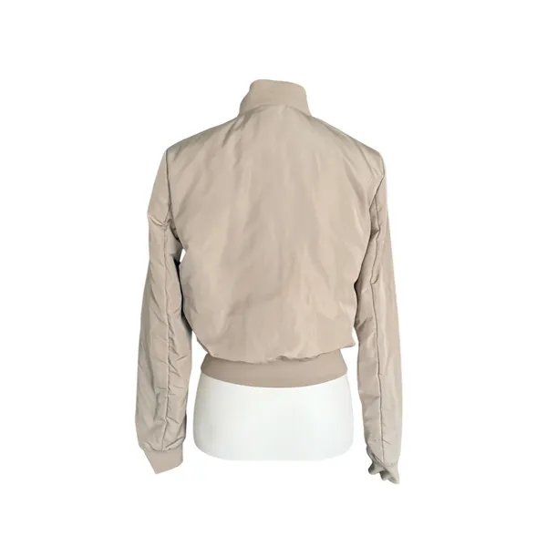 ALO Yoga Off Duty Bomber Jacket Small Gravel Taupe Down Puffer Cropped Womens - Image 4