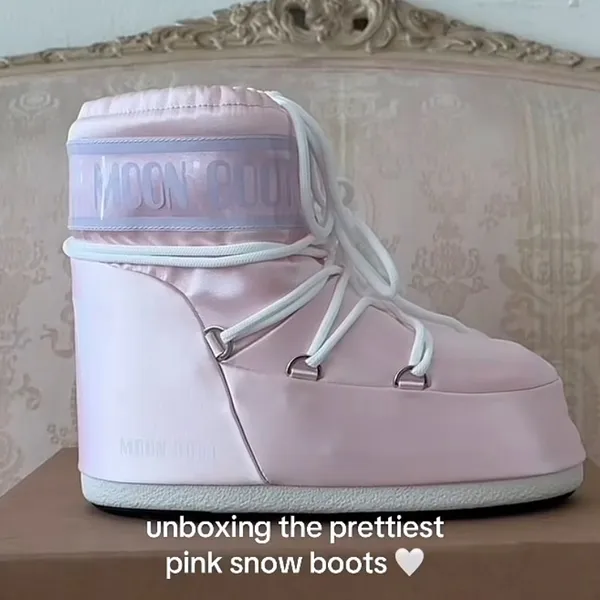 Moon Boot Icon Low Rose Pearly Boots Rose Size 7 - Image 3