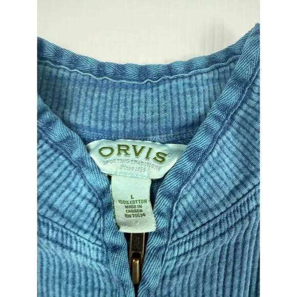 Orvis Blue Denim Sleeveless Zip-Front‎ Dress Casual Summer Wear L - Image 2