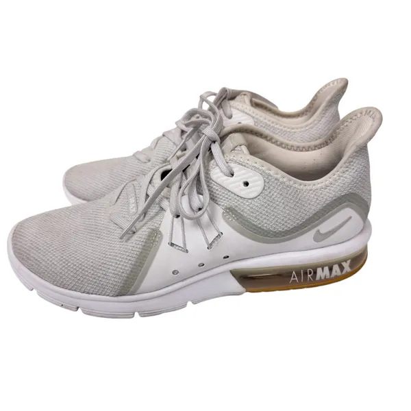 Nike Air Max Sequent 3‎ Running Sneakers White Platinum Gray Womens Size 8 - Image 4