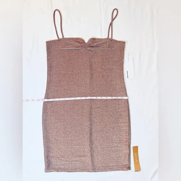 Reformation NWT Kyla Dress - Taupe Sparkle - M - Image 15