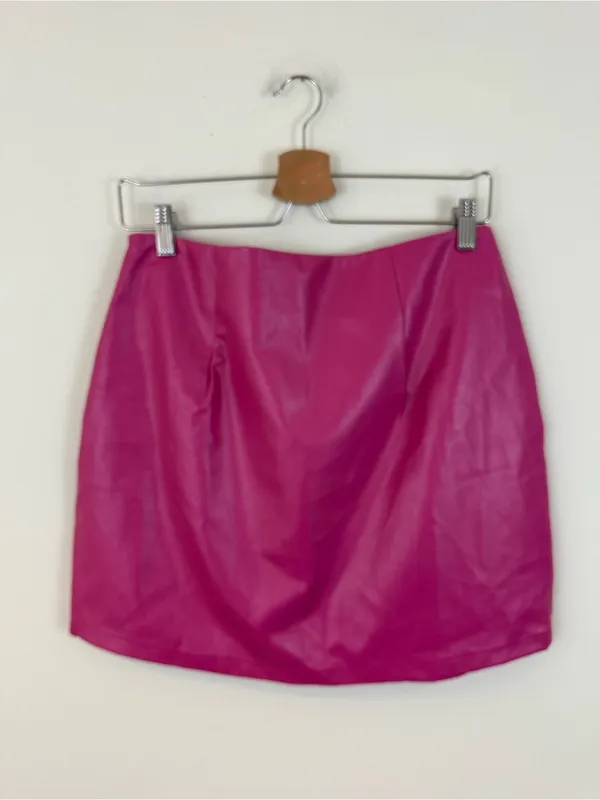 Le Lis Hot Pink Faux Leather Mini Skirt Size Large Women's NWT - Image 4