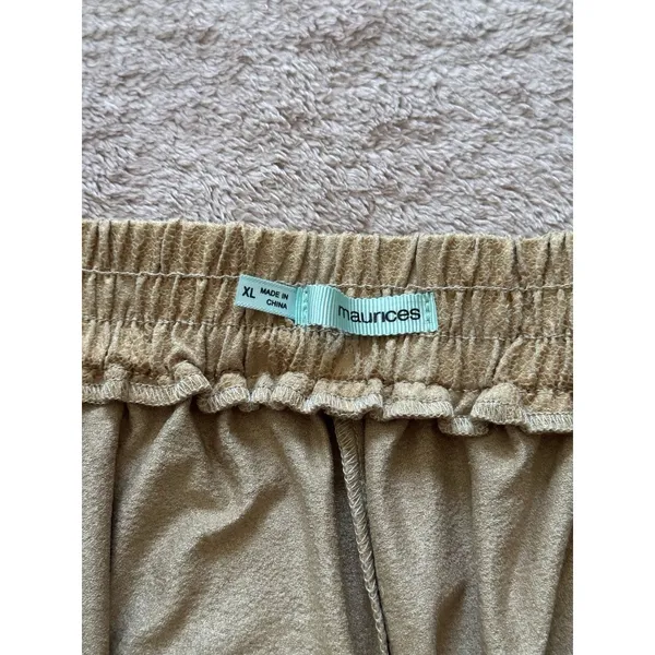 Maurices Shorts Women's Beige Faux Suede Lace Up Stretch Drawstring Size‎ XL NWT - Image 4