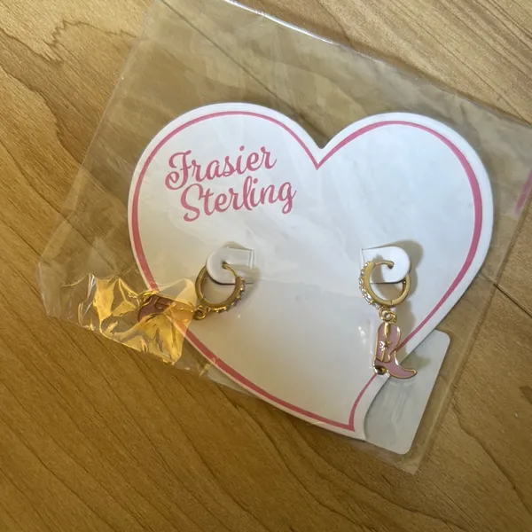 Frasier Sterling Gold and Pink cowboy Boot Earrings - Image 2