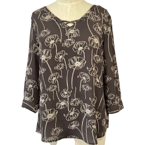 Maurice’s Gray Long Sleeve Popover Blouse - Image 3