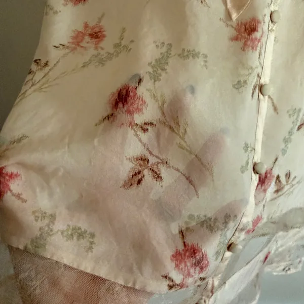 Y2K Vintage Victoria's Secret Pink Floral Retro Silk Button Front Dress Medium - Image 3