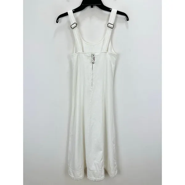 Madewell Denim Scoopneck Midi Dress Pure White Wash A Line Minimalist XXS NWT - Image 11