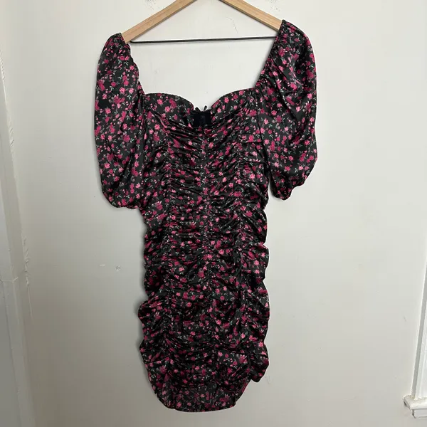For Love & Lemons - Black Melrose Cocktail Satin Bodycon Mini Dress - Image 6