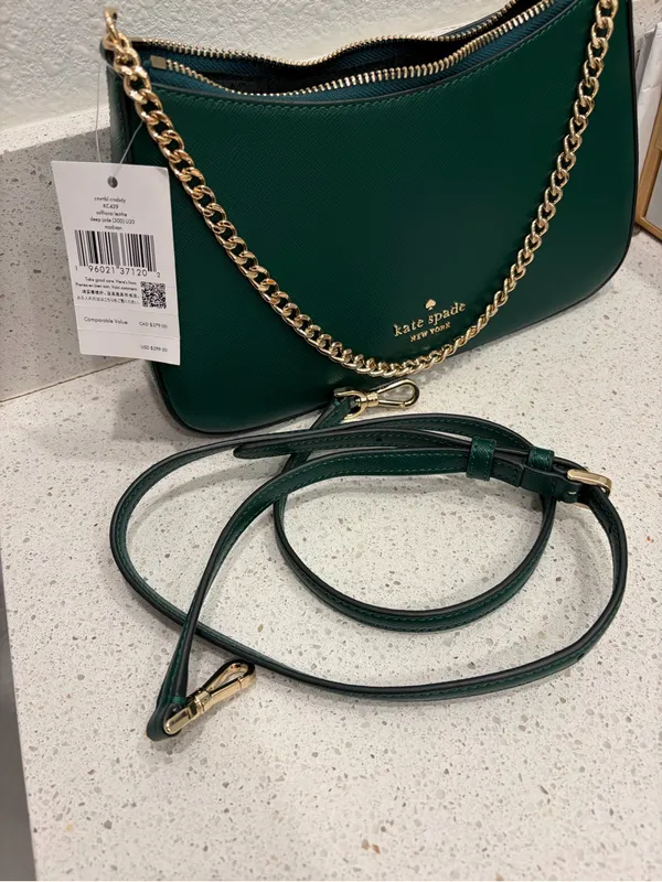 Kate Spade New York Madison Saffiano Leather Convertible Crossbody Deep Jade New - Image 6